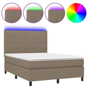 vidaXL Боксспринг легло с матрак и LED, таупе, 140x190 см, плат