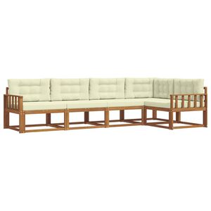 vidaXL Комплект дивани за открито 5 pcs Натурален и Крема