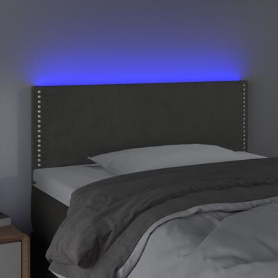 vidaXL LED горна табла за легло, тъмносива, 80x5x78/88 см, кадифе