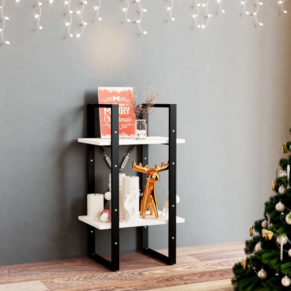 vidaXL 2-етажна библиотека, бяла, 40x30x70 см, борово дърво масив