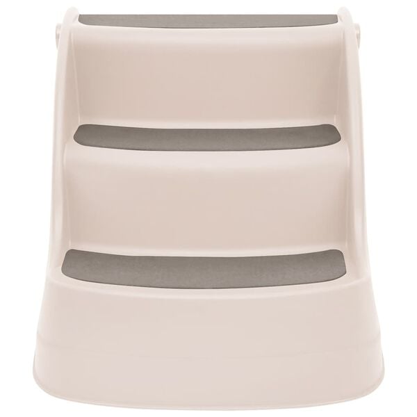 vidaXL Сгъваема кучешка стълба 3 стъпала кремава 50x38x38 см пластмаса