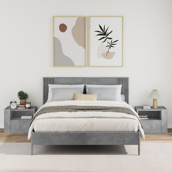 vidaXL Нощни шкафчета за стенен монтаж 2 бр бетонно сиви 45x30x35 см