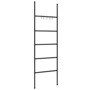 vidaXL Стълба за кърпи с 5 нива, черна, 58x175 см, желязна