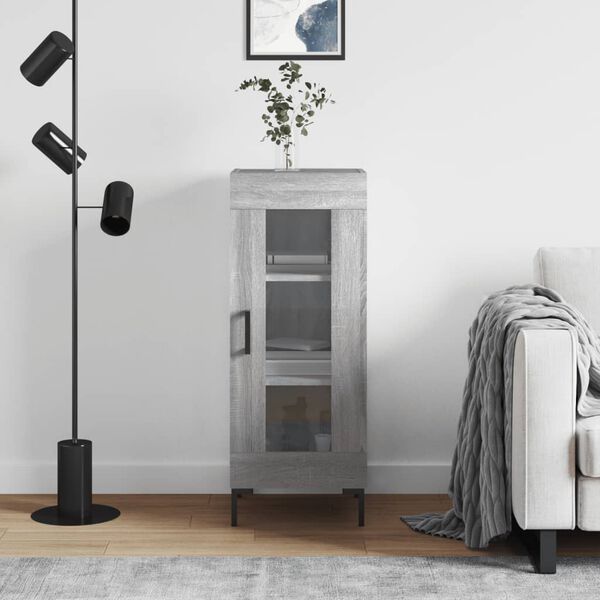 vidaXL Сайдборд, сив сонома, 34,5x34x90 см, инженерно дърво