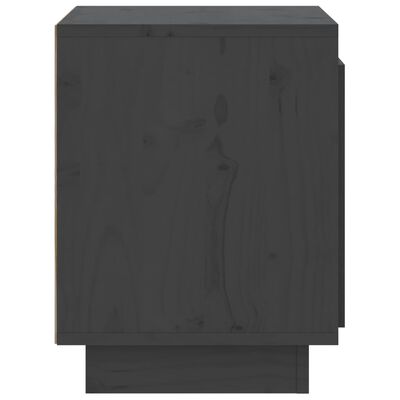 vidaXL Нощно шкафче, сиво, 40x30x40 см, борово дърво масив