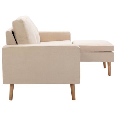 vidaXL 3-местен диван с поставка за крака, кремав, текстил