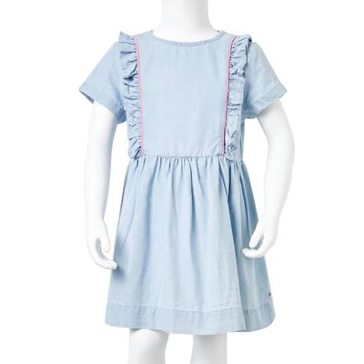 Детска рокля с волани, нежно синьо, 92