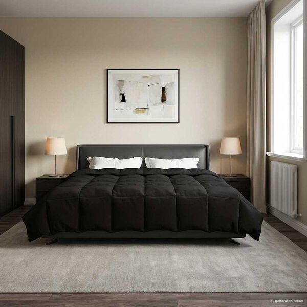 vidaXL Зимен юрган Патичено Черно 220 x 240 cm Микрофибър