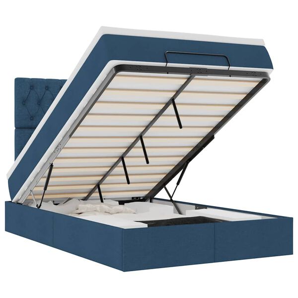 vidaXL Османска легло с матрак, синьо, 120x200 см, плат