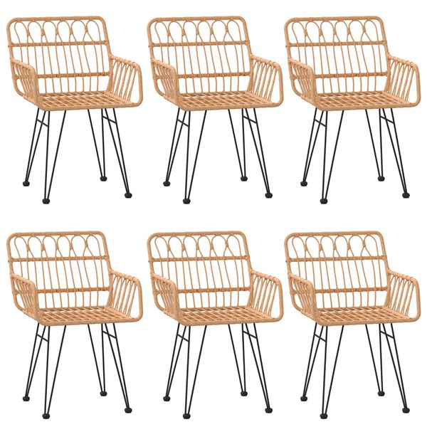 vidaXL Градински трапезен комплект от 7 части, полиратан