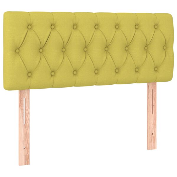 vidaXL LED горна табла за легло, зелена,90x7x78/88 см, плат