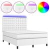 vidaXL Боксспринг легло с матрак и LED бяло 140x190 см изкуствена кожа