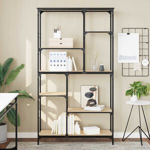 vidaXL Библиотека дъб сонома 99x35,5x176 см инженерно дърво и стомана