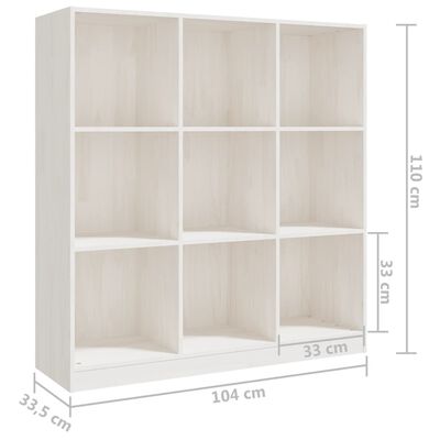 vidaXL Библиотека/разделител за стая, бяла, 104x33,5x110 см, бор масив