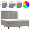 vidaXL Боксспринг легло с матрак и LED, светлосиво, 160x200 см, кадифе