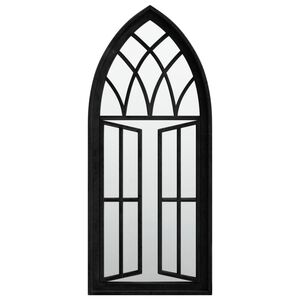 vidaXL Градинско огледало черно 70x30 см желязо за външна употреба