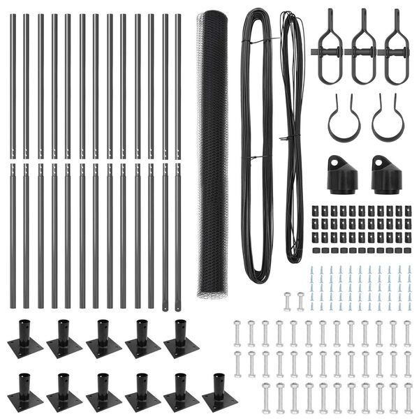 vidaXL Стълб за ограда. Сив 25 x 1,4 м (25 мм мрежа) Стомана и PVC