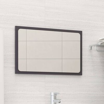 vidaXL Огледало за баня, сив гланц, 60x1,5x37 см, ПДЧ