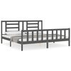 vidaXL Рамка за легло с табла сива Super King Size дърво масив