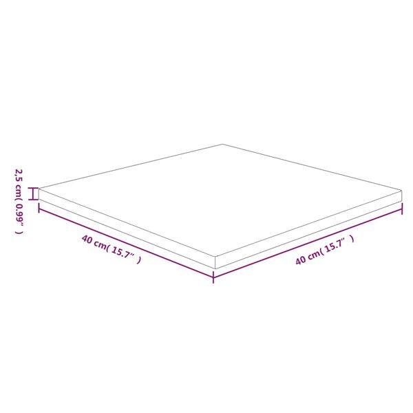 vidaXL Квадратен плот за маса, тъмнокафяв, 40x40x2,5 см, дъб масив