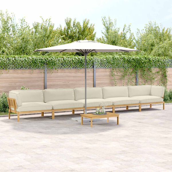 vidaXL Комплект дивани с възглавница 6 pcs Крем Солидно акациево дърво