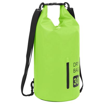 vidaXL Суха торба с цип, зелена, 30 л, PVC
