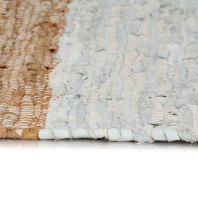 vidaXL Ръчно тъкан Chindi килим кожа 80x160 см светлосиво жълтокафяво