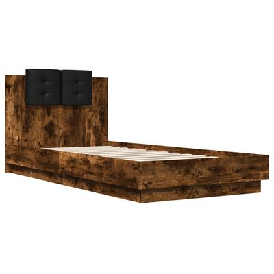 vidaXL Рамка за легло с табла, опушен дъб, 90x200 см, инженерно дърво