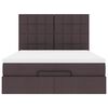 vidaXL Османска легло с матрак и LED, тъмнокафяво, 140x200 см, плат