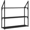 vidaXL Стенен рафт на 3 нива черен 80x21x78,5 см инженерно дърво