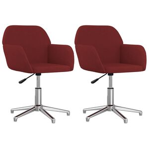 vidaXL Въртящи се трапезни столове, 2 бр, виненочервени, текстил