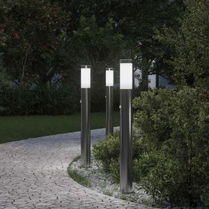 vidaXL Осветителни стълбове с датчик, 3 бр., 80 см, неръждаема стомана, IP44