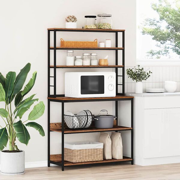 vidaXL Кухненски рафт Старо дърво 100 x 40 x 168 см Инженерно дърво