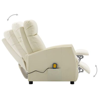 vidaXL Електрически масажен стол, кремав, изкуствена кожа