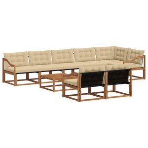 vidaXL Комплект дивани за открито 9 pcs Натурален и Бежов