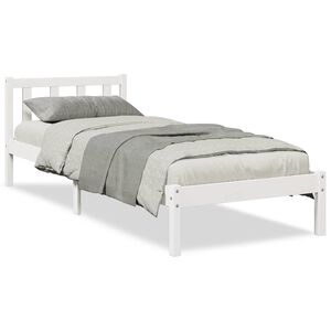 vidaXL Рамка за легло без матрак, бял, 90x210 см, борово дърво масив