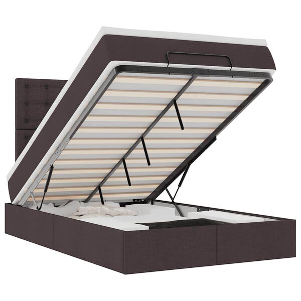 vidaXL Османска легло с матрак и LED, тъмнокафяво, 120x190 см, плат