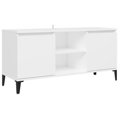 vidaXL ТВ шкаф с метални крака, бял, 103,5x35x50 см