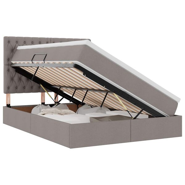 vidaXL Легло с място за съхранение и матрак Таупе 140 x 190 cm