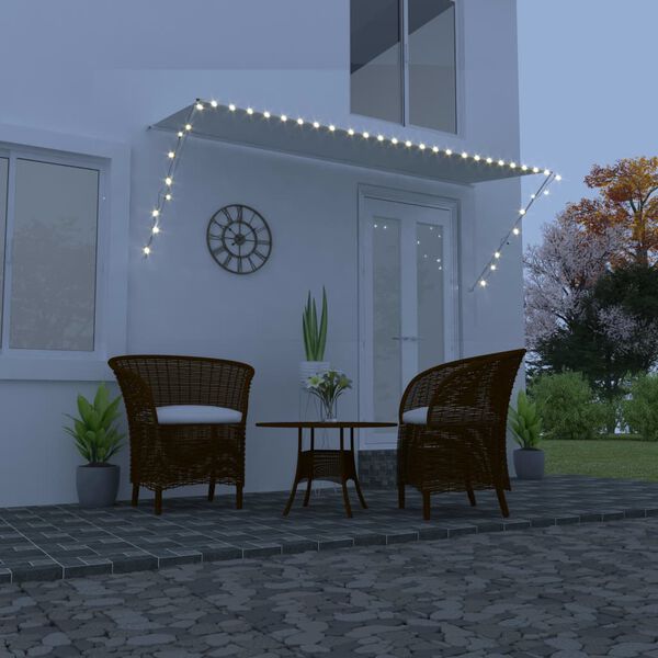 vidaXL Сенник с падащо рамо с LED, 350x150 см, кремав