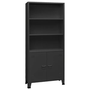 vidaXL Индустриална етажерка за книги, антрацит, 80x32x180 см, стомана