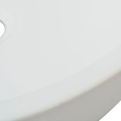 vidaXL Керамична мивка, кръгла, бяла, 42x12 см