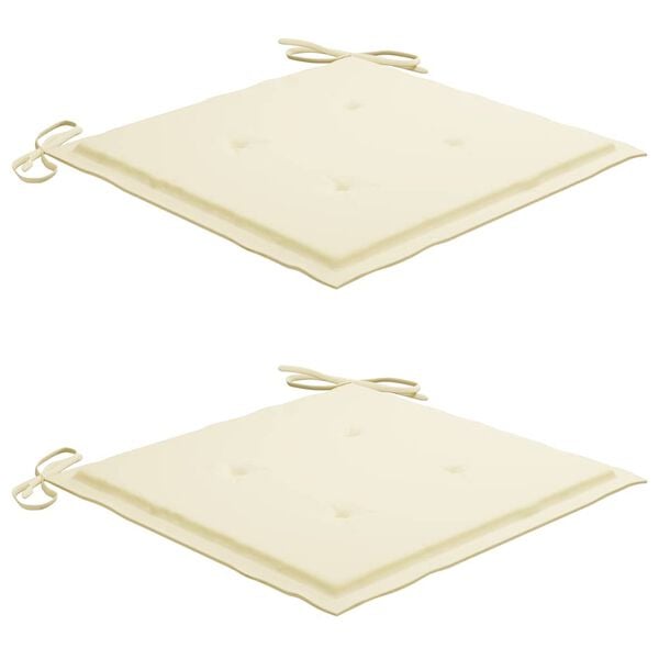 vidaXL Сгъваеми градински столове, 2 бр, с възглавници, акация масив