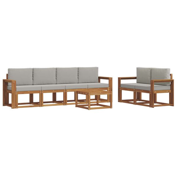 vidaXL Комплект дивани за открито 7 pcs Естествено и светло сиво