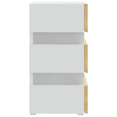vidaXL Нощно шкафче, бяло и дъб сонома, 45x35x67 см, инженерно дърво
