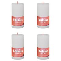 Bolsius Рустик колонни свещи Shine, 4 бр, 130x68 мм, облачно бяло