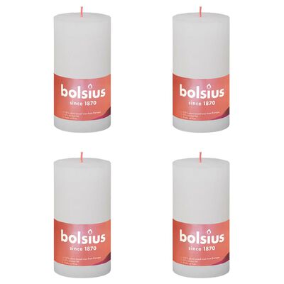 Bolsius Рустик колонни свещи Shine, 4 бр, 130x68 мм, облачно бяло