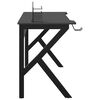 vidaXL Гейминг бюро с K-образни крака, черно, 110x60x75 см