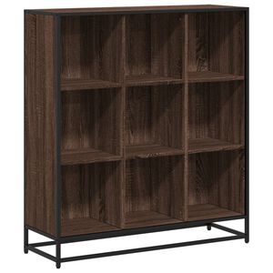 vidaXL Библиотека, кафяв дъб, 97,5x33x107,5см, инженерно дърво и метал