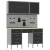 vidaXL Работен кабинет 8 pcs Черно Инженерна дървесина и стомана